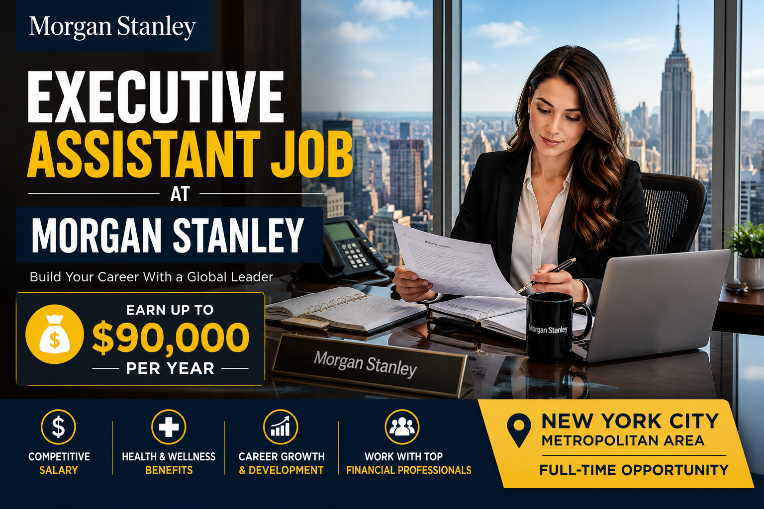 Executive Assistant Job at Morgan Stanley New York | Salary Up to $90,000